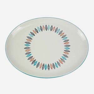 Vintage Marcrest USA Nordic Mint Colorful Leaves 13.75" Oval Serving Platter MCM